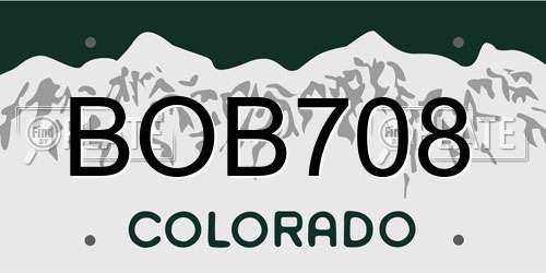 BOB708 Colorado License Plate