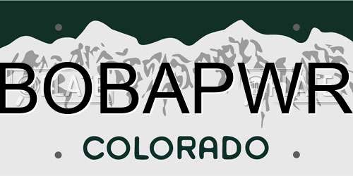 BOBAPWR Colorado License Plate