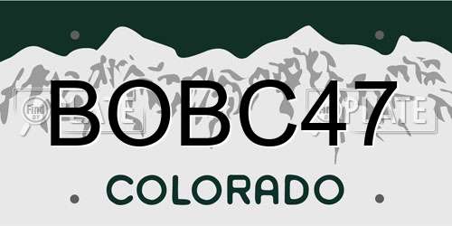 BOBC47 Colorado License Plate
