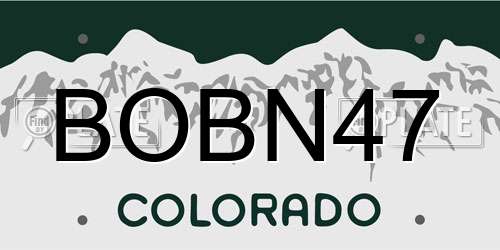 BOBN47 Colorado License Plate