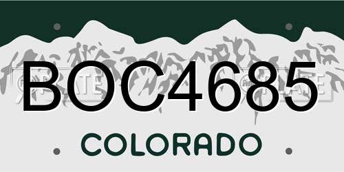 BOC4685 Colorado License Plate