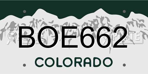 BOE662 Colorado License Plate