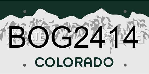 BOG2414 Colorado License Plate
