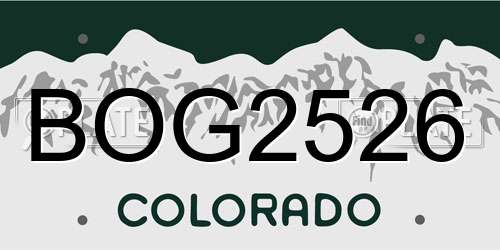 BOG2526 Colorado License Plate