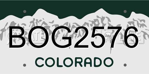 BOG2576 Colorado License Plate