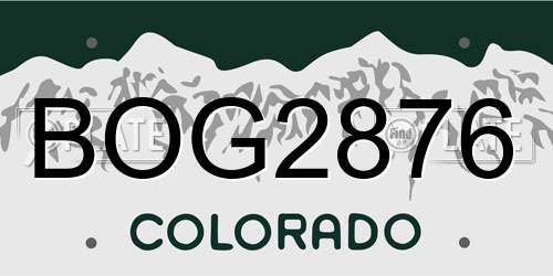 BOG2876 Colorado License Plate