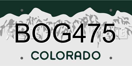 BOG475 Colorado License Plate