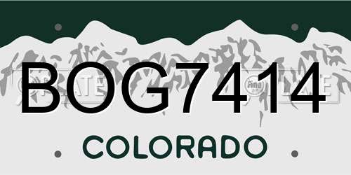 BOG7414 Colorado License Plate