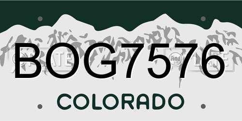 BOG7576 Colorado License Plate