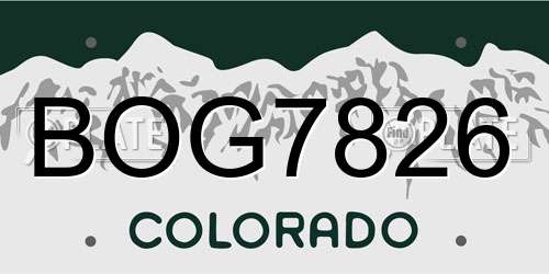 BOG7826 Colorado License Plate