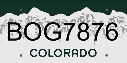 BOG7876 Colorado License Plate