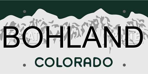 BOHLAND Colorado License Plate