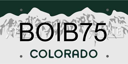 BOIB75 Colorado License Plate