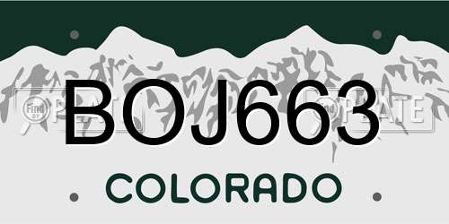 BOJ663 Colorado License Plate