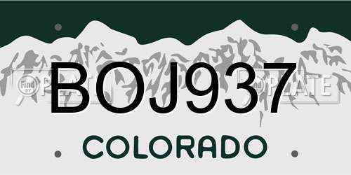 BOJ937 Colorado License Plate
