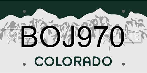 BOJ970 Colorado License Plate