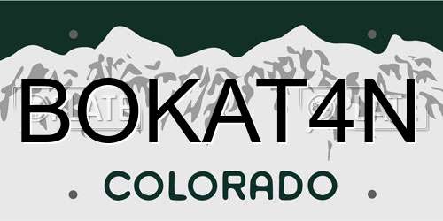 BOKAT4N Colorado License Plate