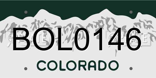 BOL0146 Colorado License Plate