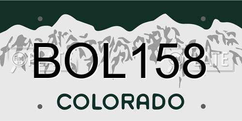 BOL158 Colorado License Plate