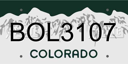 BOL3107 Colorado License Plate