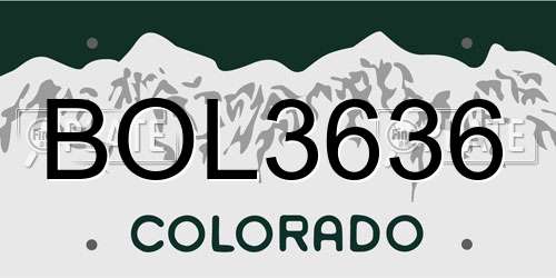 BOL3636 Colorado License Plate