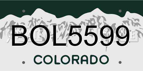 BOL5599 Colorado License Plate
