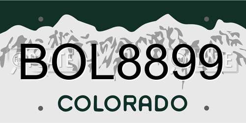 BOL8899 Colorado License Plate