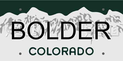 BOLDER Colorado License Plate