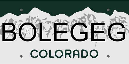 BOLEGEG Colorado License Plate