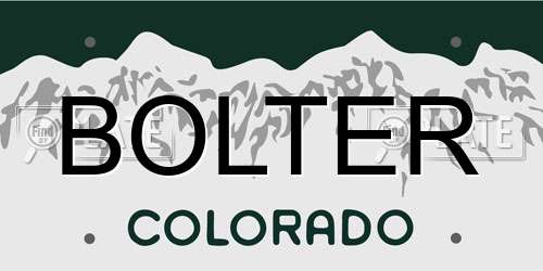 BOLTER Colorado License Plate
