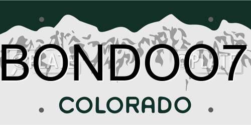 BONDOO7 Colorado License Plate