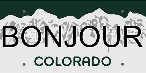 BONJOUR Colorado License Plate