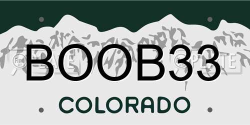 BOOB33 Colorado License Plate