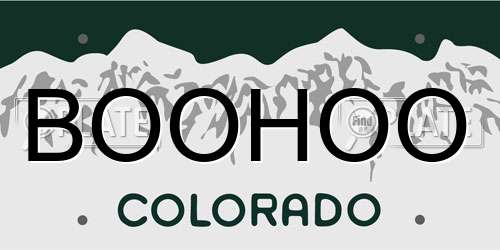 BOOHOO Colorado License Plate