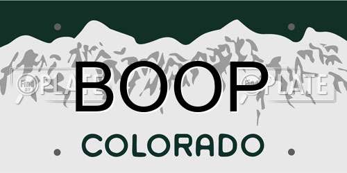 BOOP Colorado License Plate