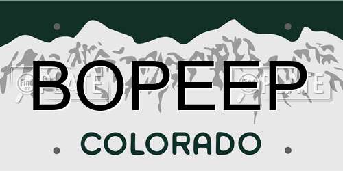 BOPEEP Colorado License Plate