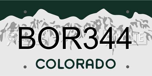 BOR344 Colorado License Plate