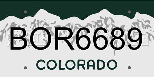 BOR6689 Colorado License Plate