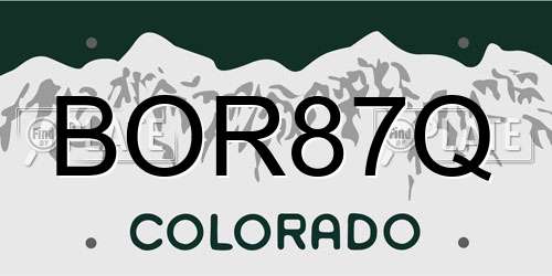 BOR87Q Colorado License Plate