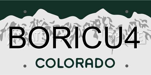 BORICU4 Colorado License Plate