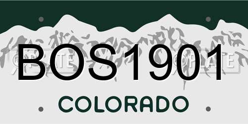BOS1901 Colorado License Plate