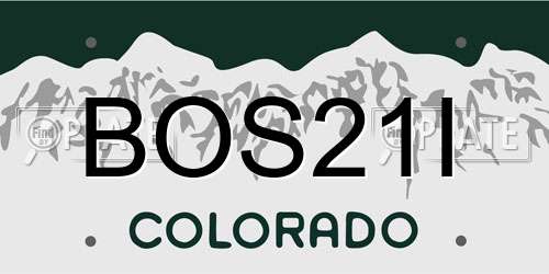 BOS21I Colorado License Plate