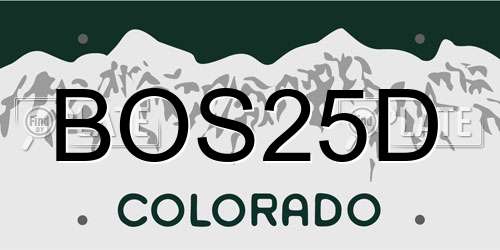 BOS25D Colorado License Plate