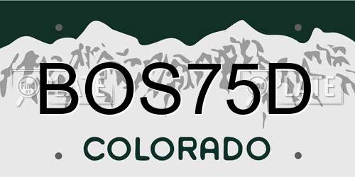 BOS75D Colorado License Plate