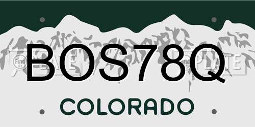 BOS78Q Colorado License Plate
