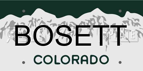 BOSETT Colorado License Plate