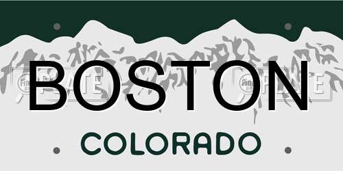 BOSTON Colorado License Plate