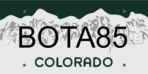 BOTA85 Colorado License Plate