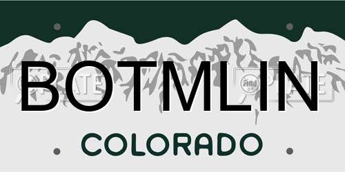 BOTMLIN Colorado License Plate