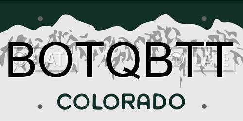 BOTQBTT Colorado License Plate